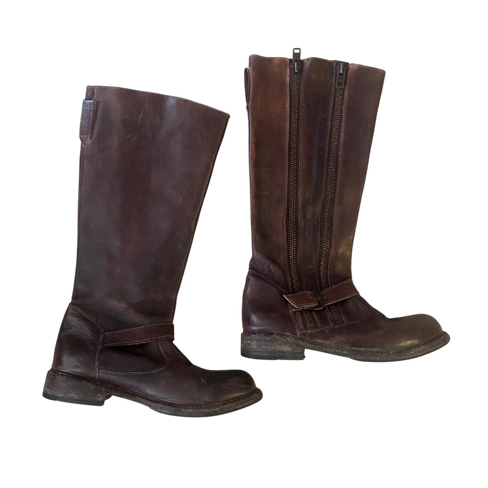 Bed Stu Women's Tango Leather‎ Tall Riding Boots Distressed Brown Zip- Size 10 - Picture 3 of 12